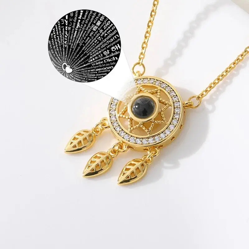 Dream catcher necklace hollow 100 language necklaces - Blade & Thread