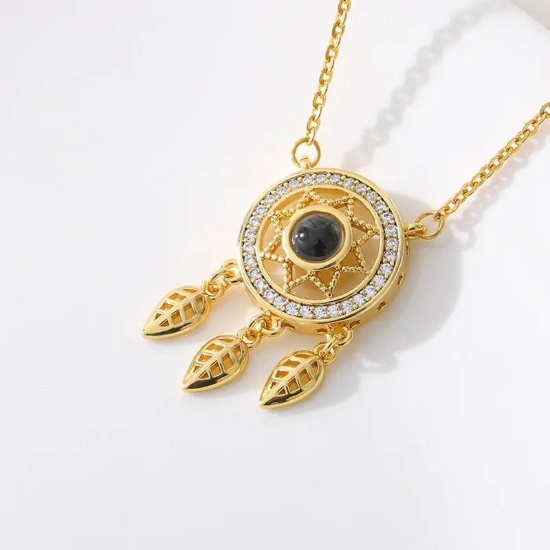 Dream catcher necklace hollow 100 language necklaces - Blade & Thread