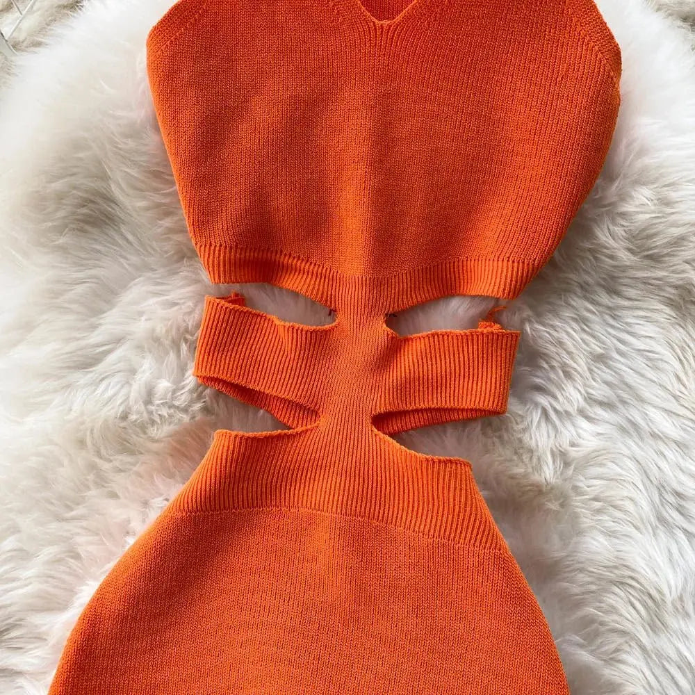 Dress Sexy Cut Out Waist Package Hips Split Bodycon Dress Vestidos Sundress - Blade & Thread