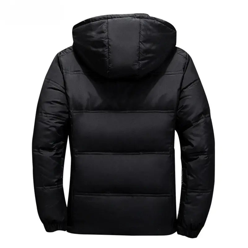 Duck Down Jacket Men Winter Warm Solid Color Hooded Jackets Outdoor Coat - Blade & Thread