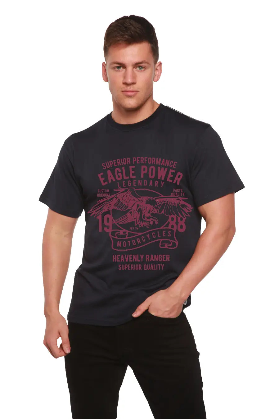 Eagle Power Men's Bamboo Viscose/Organic Cotton Short Sleeve Graphic T-Shirt Spun Bamboo