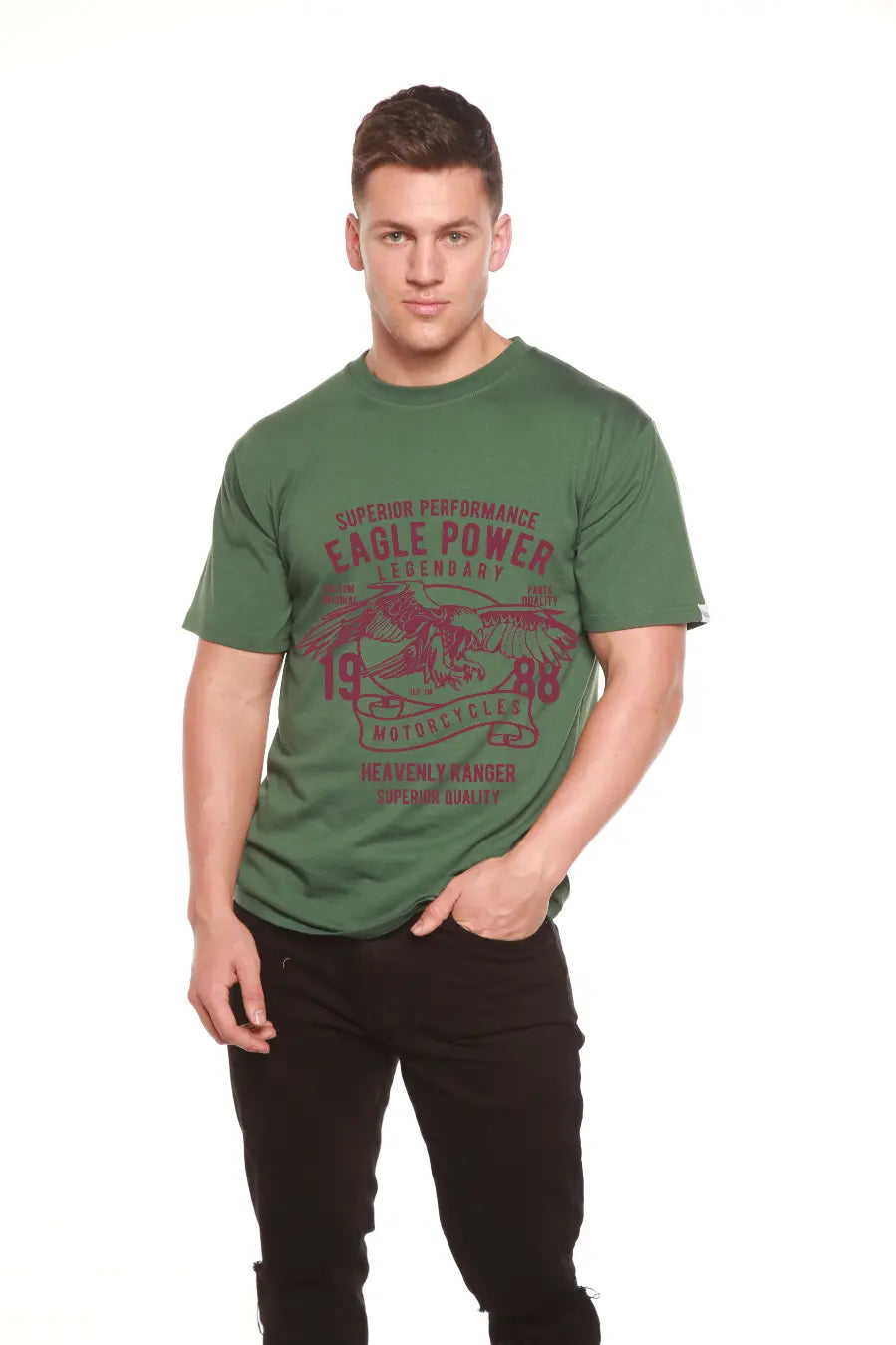Eagle Power Men's Bamboo Viscose/Organic Cotton Short Sleeve Graphic T-Shirt Spun Bamboo