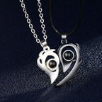 2PCS/set matching necklaces for couples 100 Languages I Love You Lovers Heart Magnetic relationship Necklace nowadaysfashion
