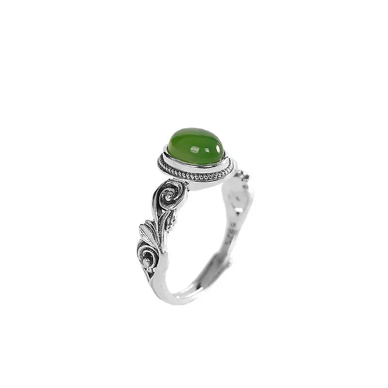 Egg-shaped red and green stone ring - Blade & Thread
