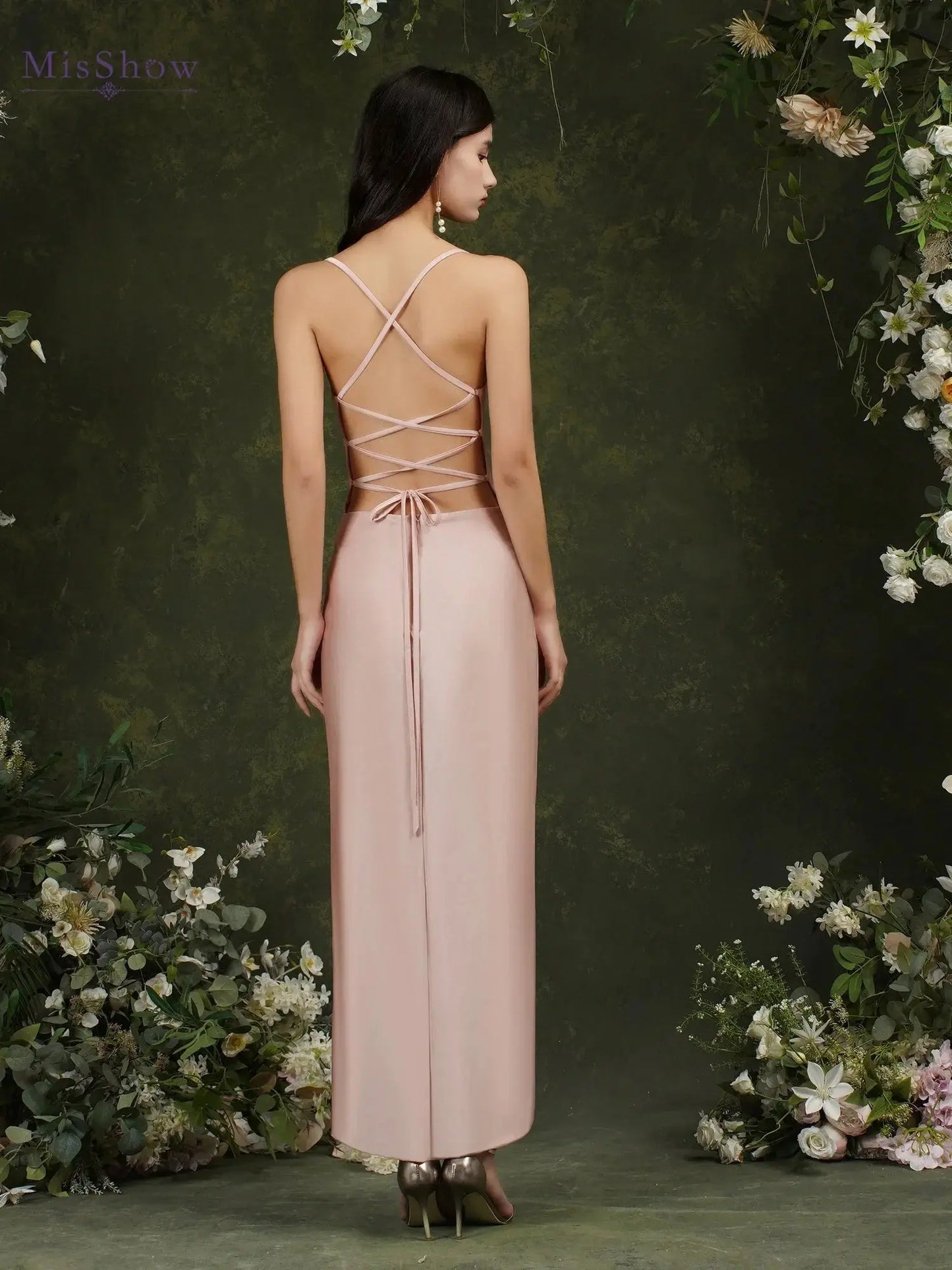 Elastic Long Bodycon Sleeveless Mermaid Lace UP Back Evening Gowns - Blade & Thread