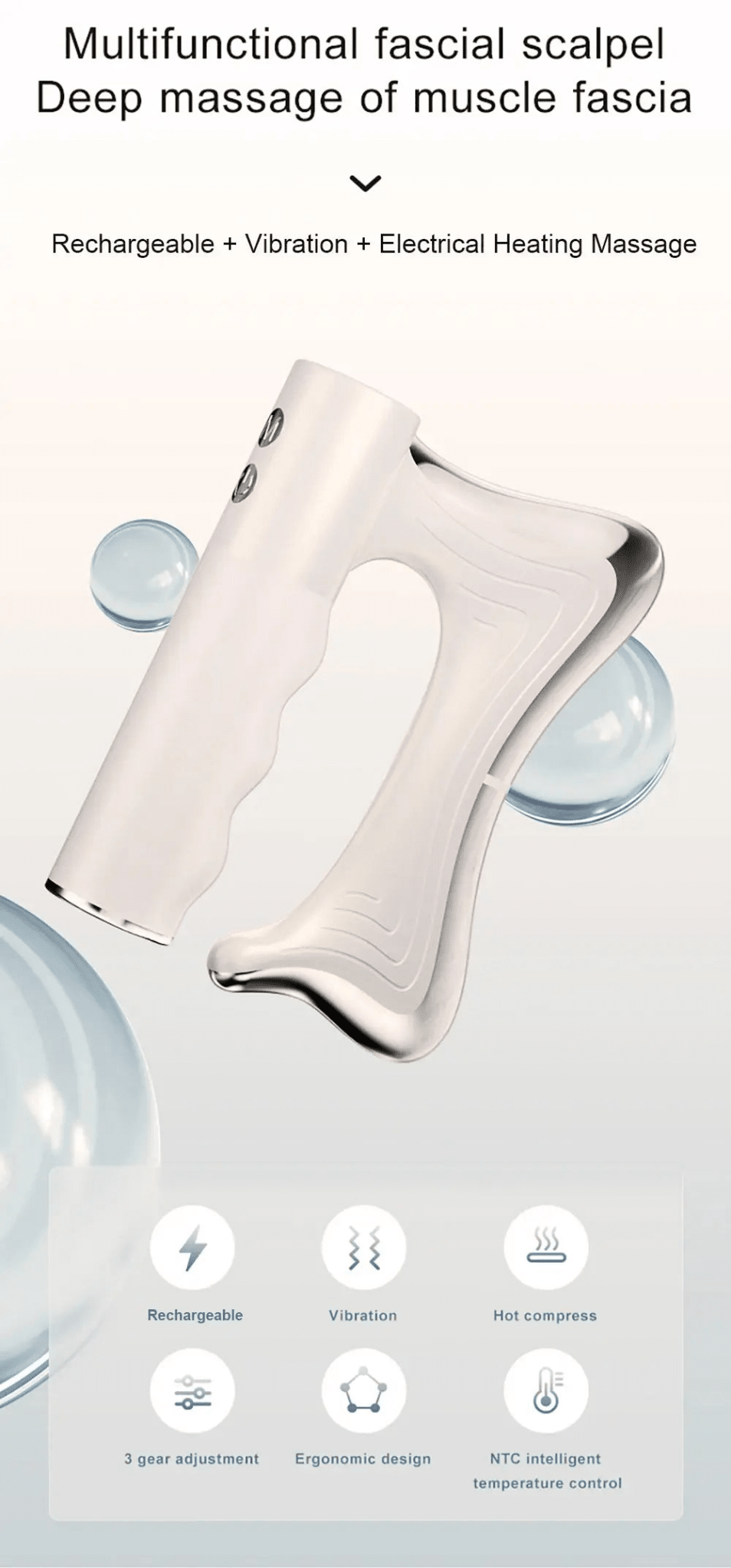 Electric Deep Tissue Massage Blade – Heated Fascia Relaxation Tool - Blade & Thread