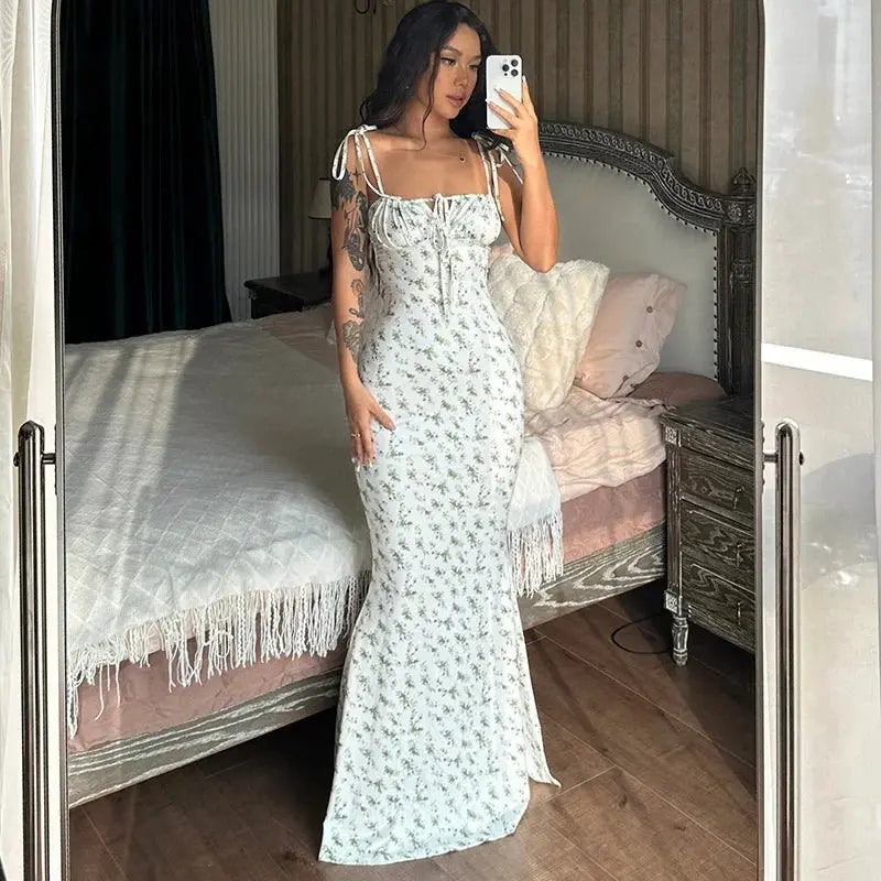 Elegant Floral Beach Vacation Bodycon Streetwear Long Dress - Blade & Thread