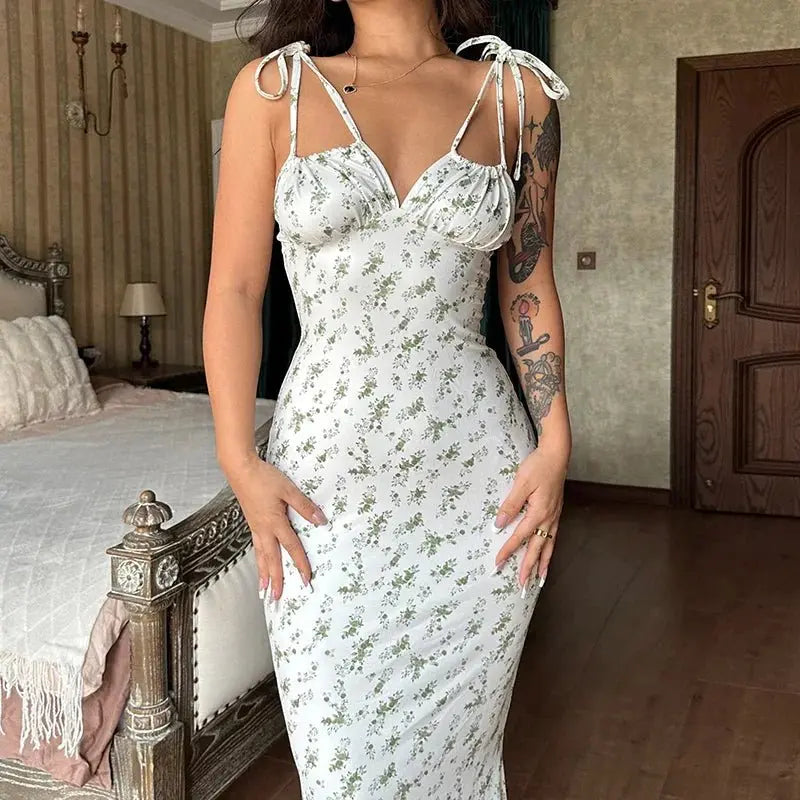 Elegant Floral Beach Vacation Bodycon Streetwear Long Dress - Blade & Thread