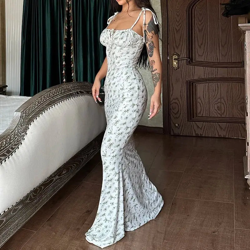 Elegant Floral Beach Vacation Bodycon Streetwear Long Dress - Blade & Thread