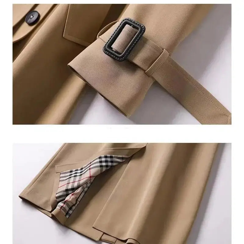 Elegant Long Windbreaker Korean Double Breasted Belt Dust Coat - Blade & Thread