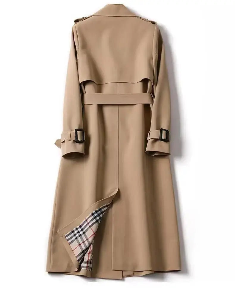 Elegant Long Windbreaker Korean Double Breasted Belt Dust Coat - Blade & Thread