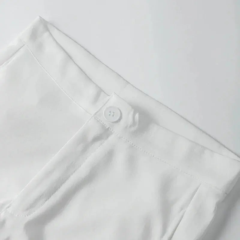 Elegant White Shorts Sets Sleeveless Single Breasted Top High Waist Shorts - Blade & Thread