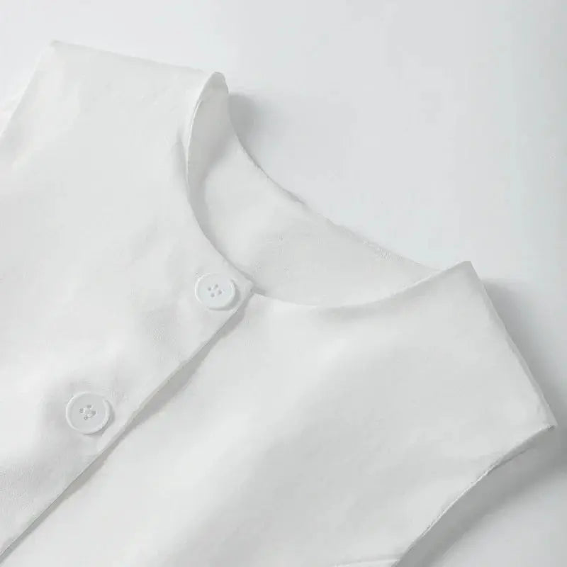 Elegant White Shorts Sets Sleeveless Single Breasted Top High Waist Shorts - Blade & Thread