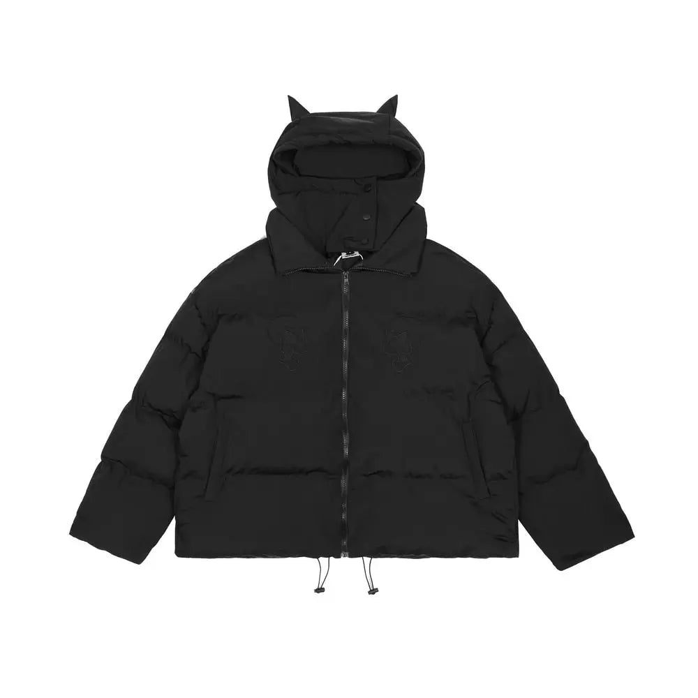 Embroidered Skull Jacket Streetwear Little Devil Designer Hood Padded Jacket Coat - Blade & Thread