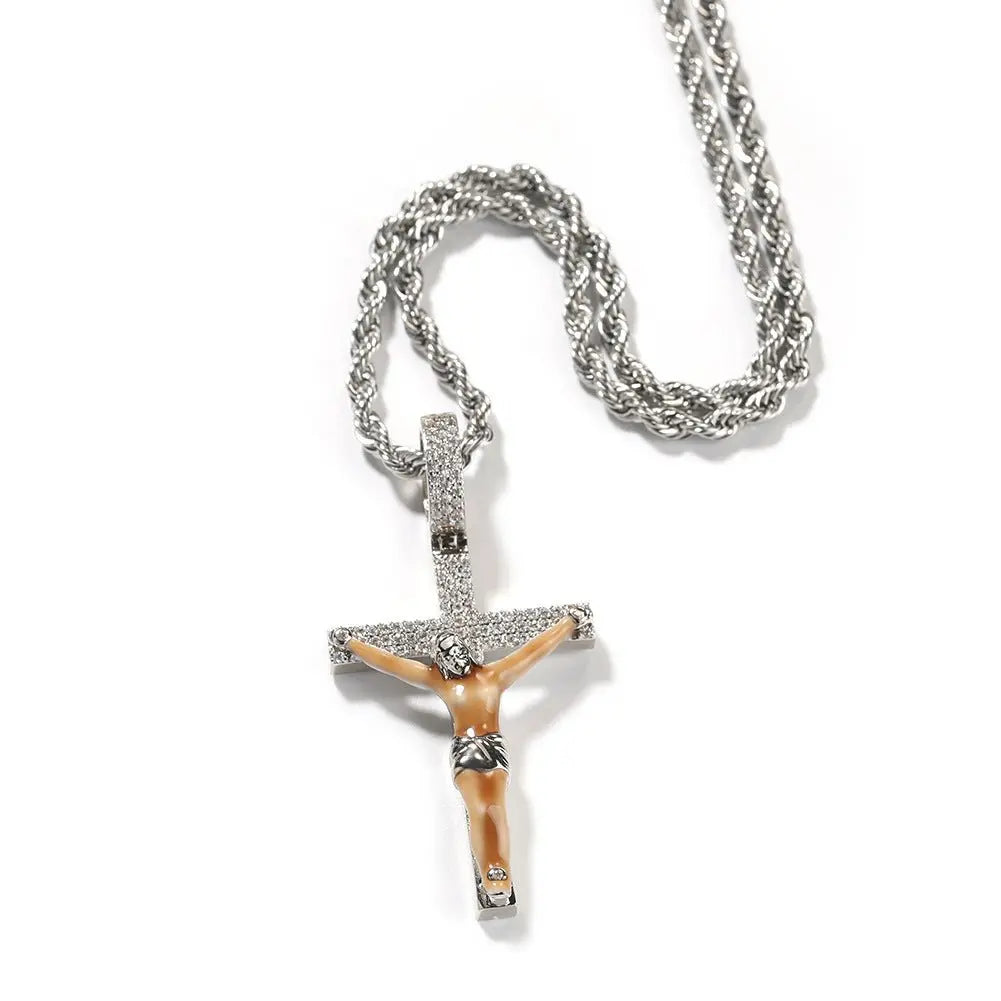 Enamel Cross Diamond Pendant - Blade & Thread