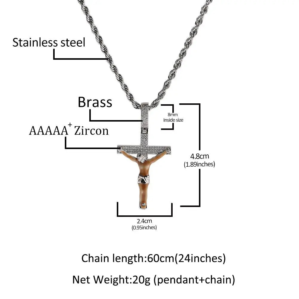 Enamel Cross Diamond Pendant - Blade & Thread