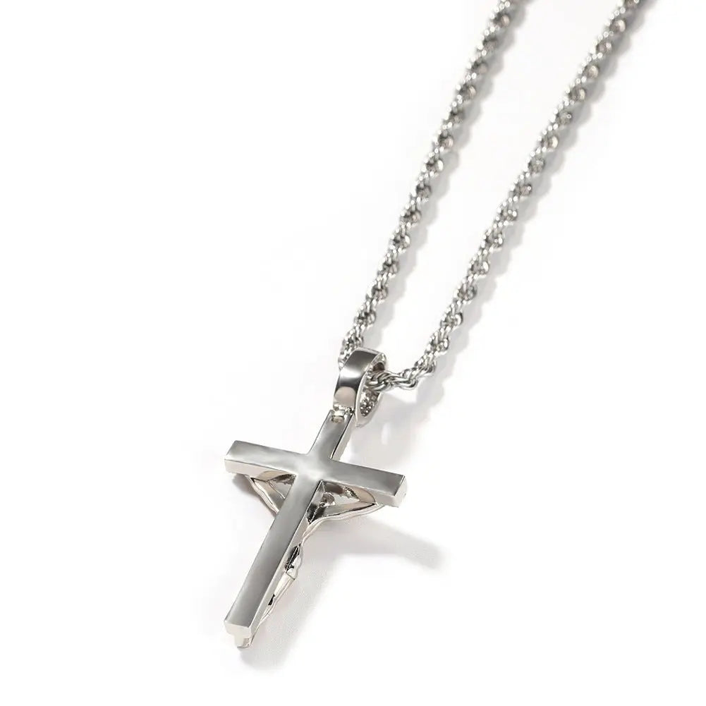 Enamel Cross Diamond Pendant - Blade & Thread