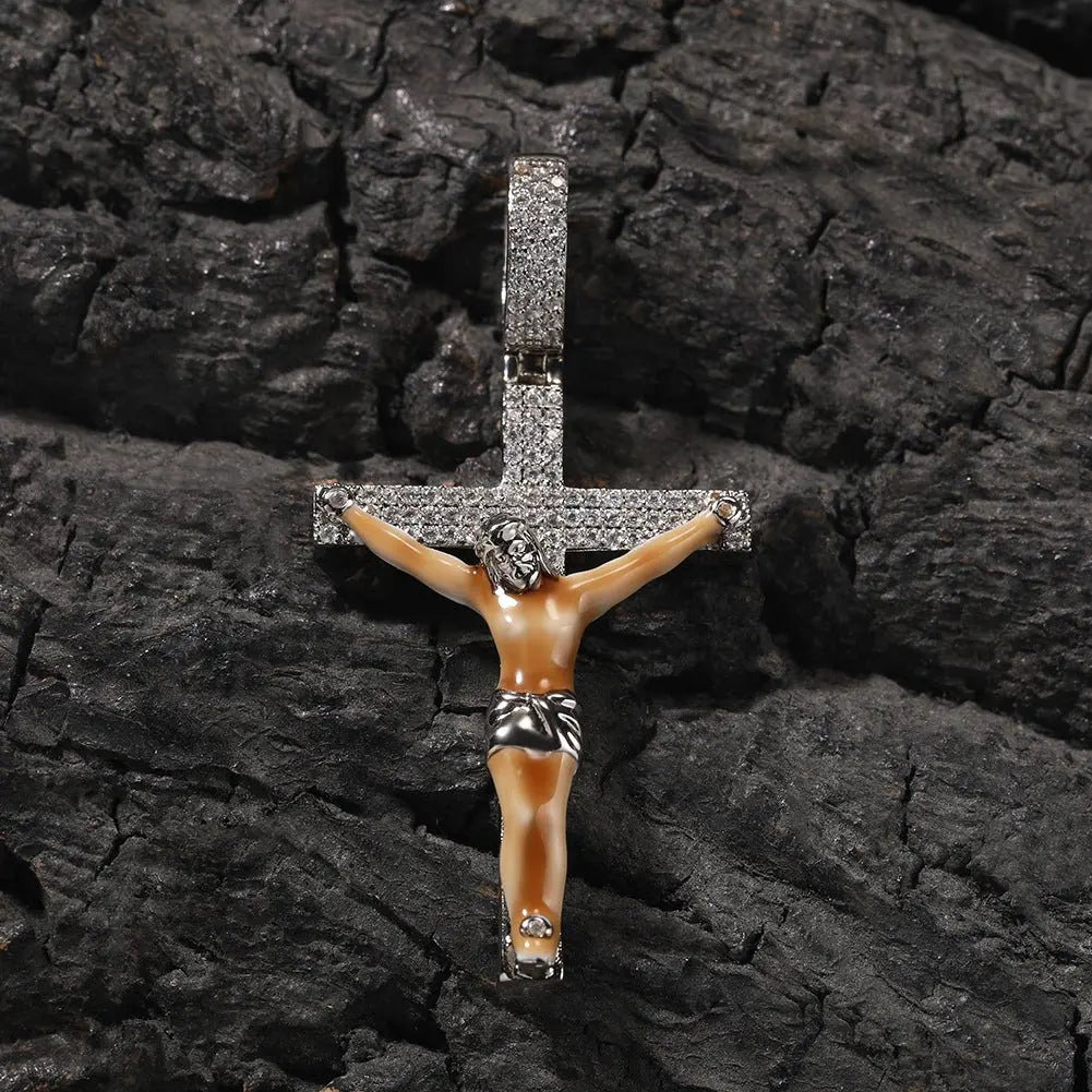 Enamel Cross Diamond Pendant - Blade & Thread