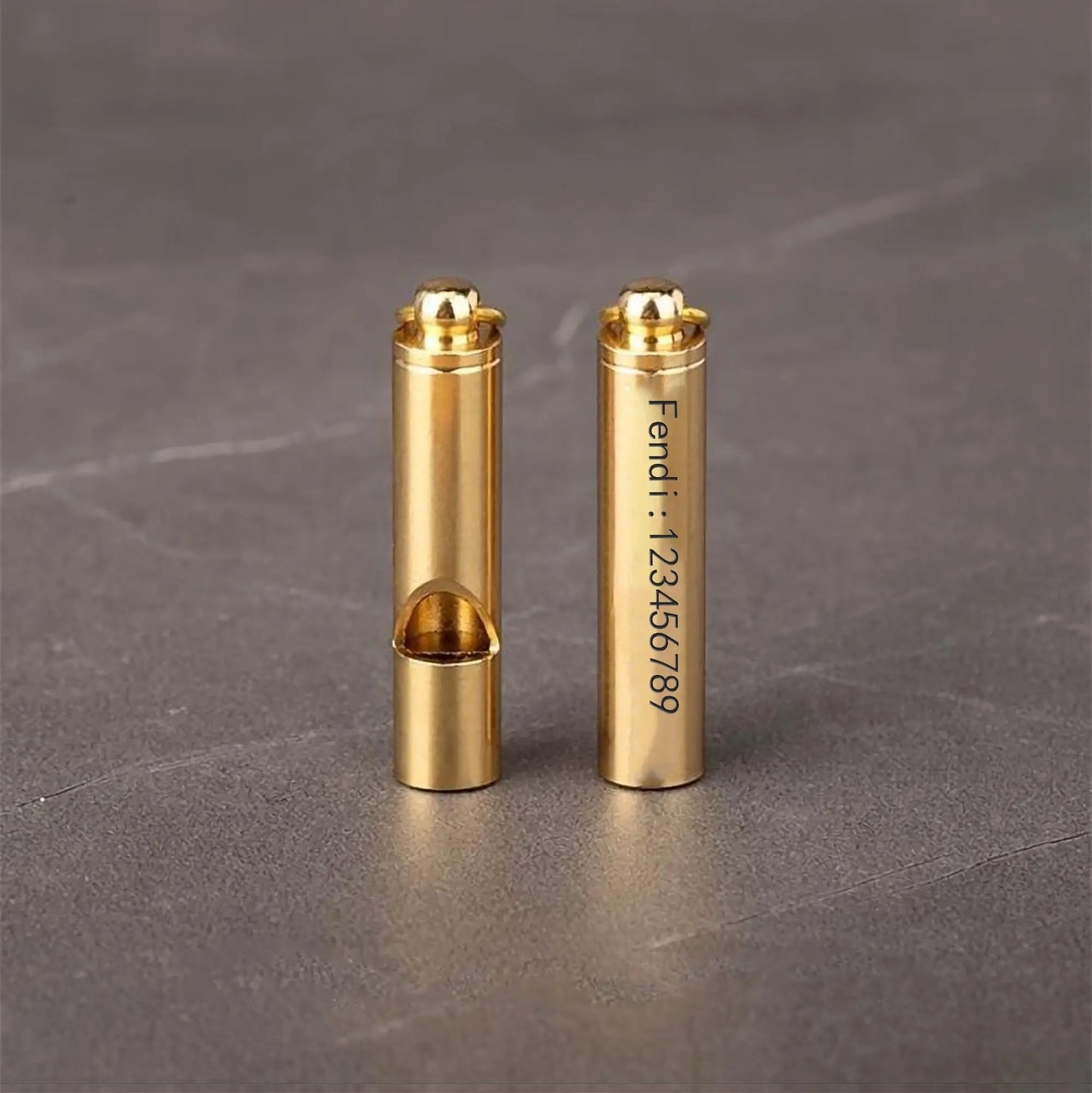 Engraved Text Brass Whistle Necklaces Custom Phone Number Children Anti-lost Necklace - Blade & Thread