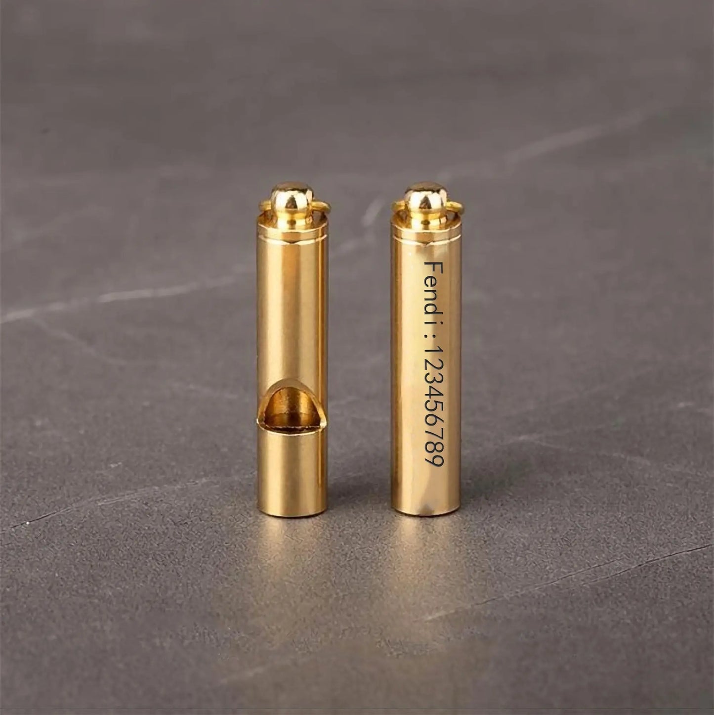 Engraved Text Brass Whistle Necklaces Custom Phone Number Children Anti-lost Necklace - Blade & Thread