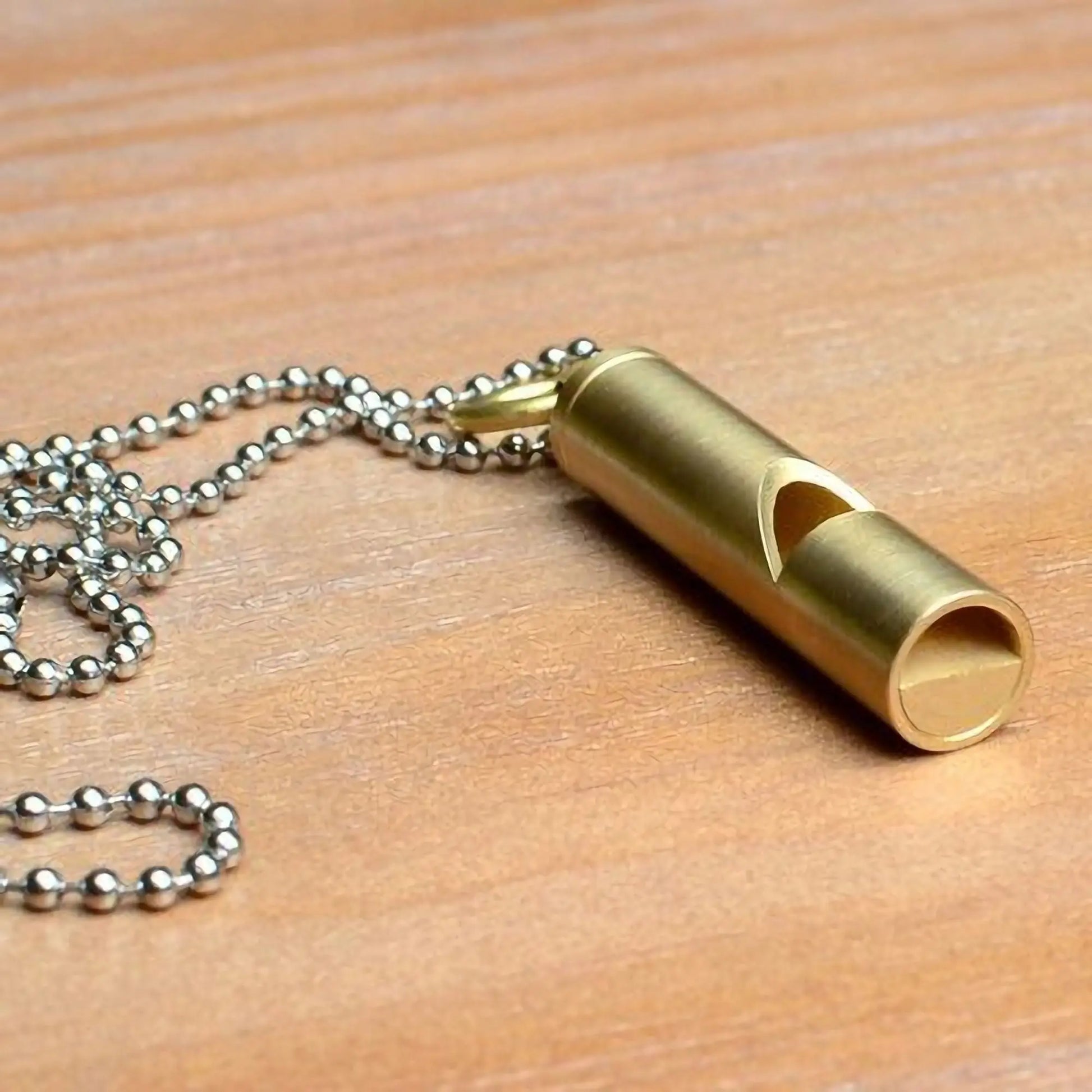 Engraved Text Brass Whistle Necklaces Custom Phone Number Children Anti-lost Necklace - Blade & Thread