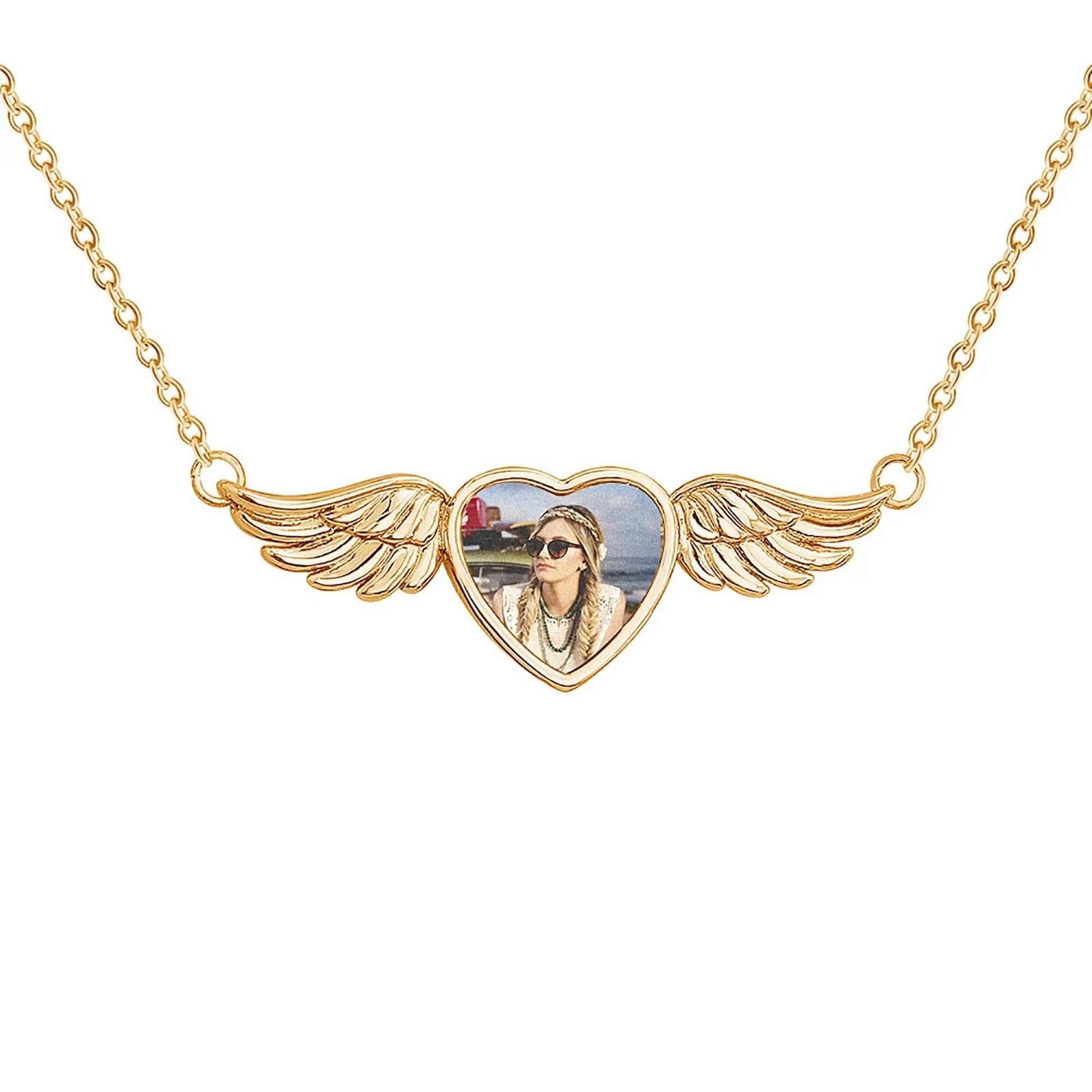 Engraved Text Custom Photo Angel Wing Heart Shaped Jewelry Gifts - Blade & Thread