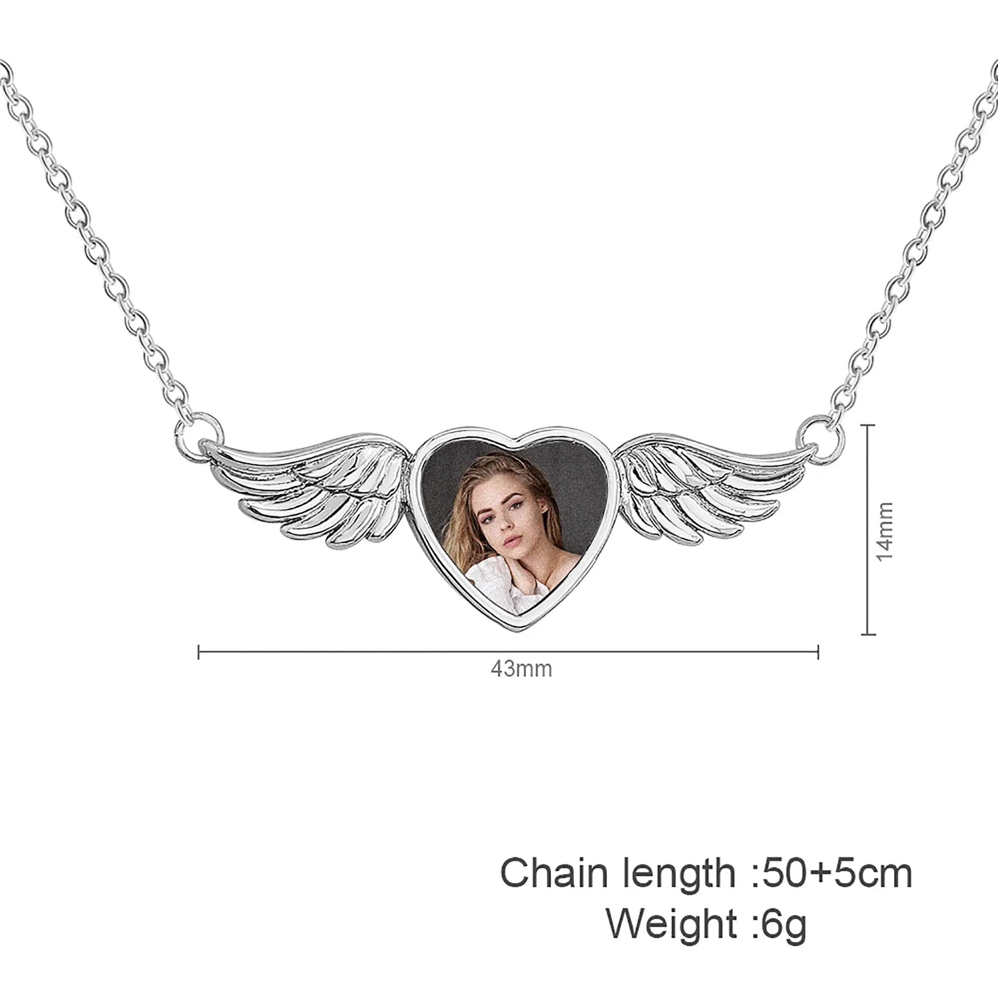 Engraved Text Custom Photo Angel Wing Heart Shaped Jewelry Gifts - Blade & Thread