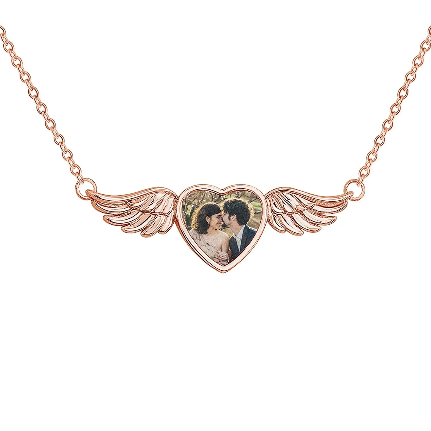 Engraved Text Custom Photo Angel Wing Heart Shaped Jewelry Gifts - Blade & Thread