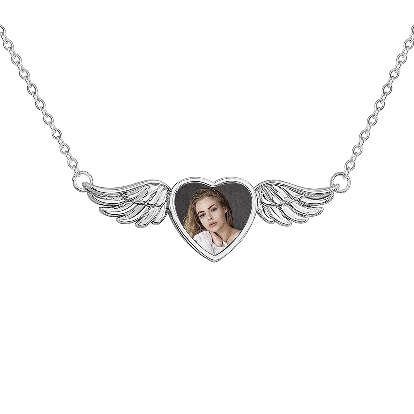 Engraved Text Custom Photo Angel Wing Heart Shaped Jewelry Gifts - Blade & Thread