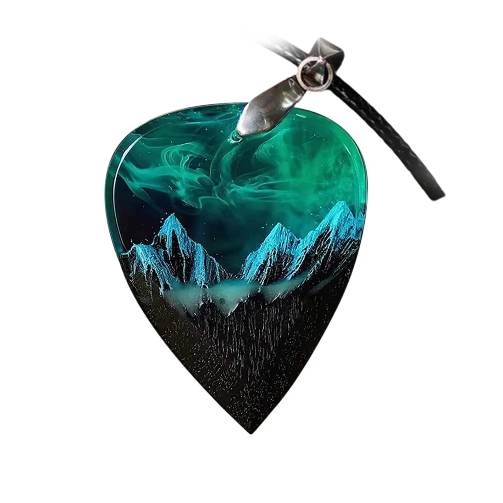 Epoxy Resin Necklace Wooden Pendant Mountains Heart Pendants Paired - Blade & Thread