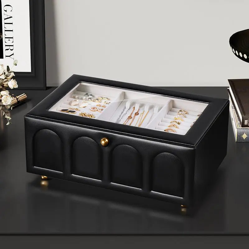European and American high-end flip three-layer jewelry box - Blade & Thread