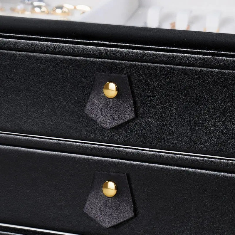European and American high-end flip three-layer jewelry box - Blade & Thread