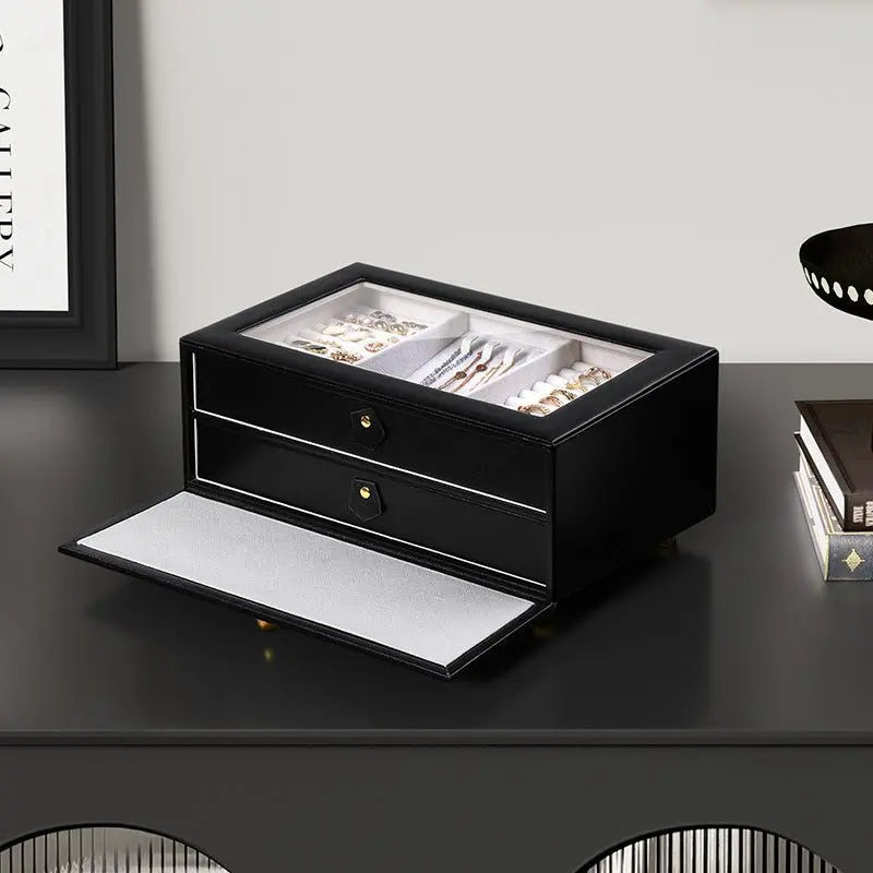 European and American high-end flip three-layer jewelry box - Blade & Thread