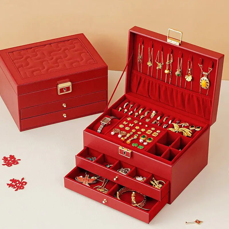 European multi-layer household PU leather jewelry box - Blade & Thread