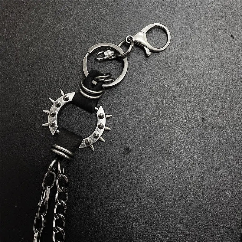 Exaggerated spiked retro trendy brand single loop pants chain - Blade & Thread