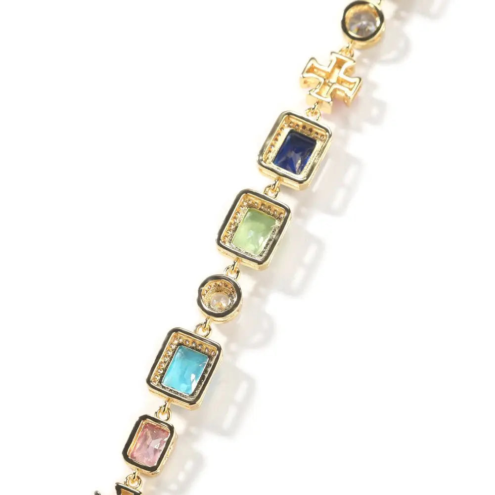 Exquisite diamond-encrusted colored gemstone bracelet and necklace - Blade & Thread