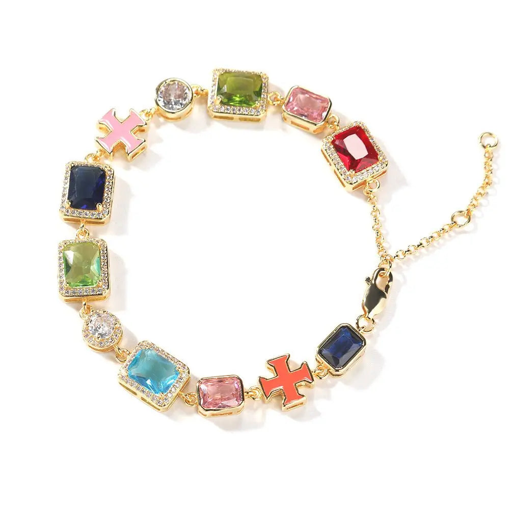 Exquisite diamond-encrusted colored gemstone bracelet and necklace - Blade & Thread