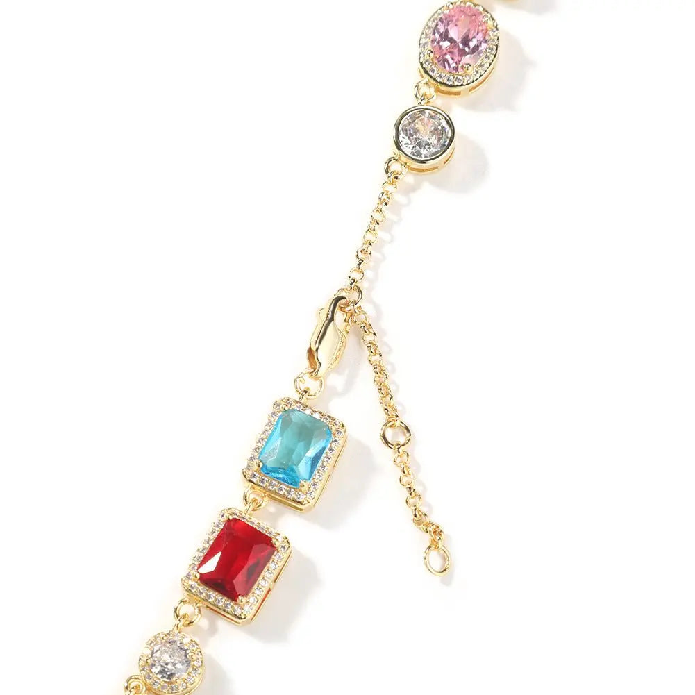 Exquisite diamond-encrusted colored gemstone bracelet and necklace - Blade & Thread