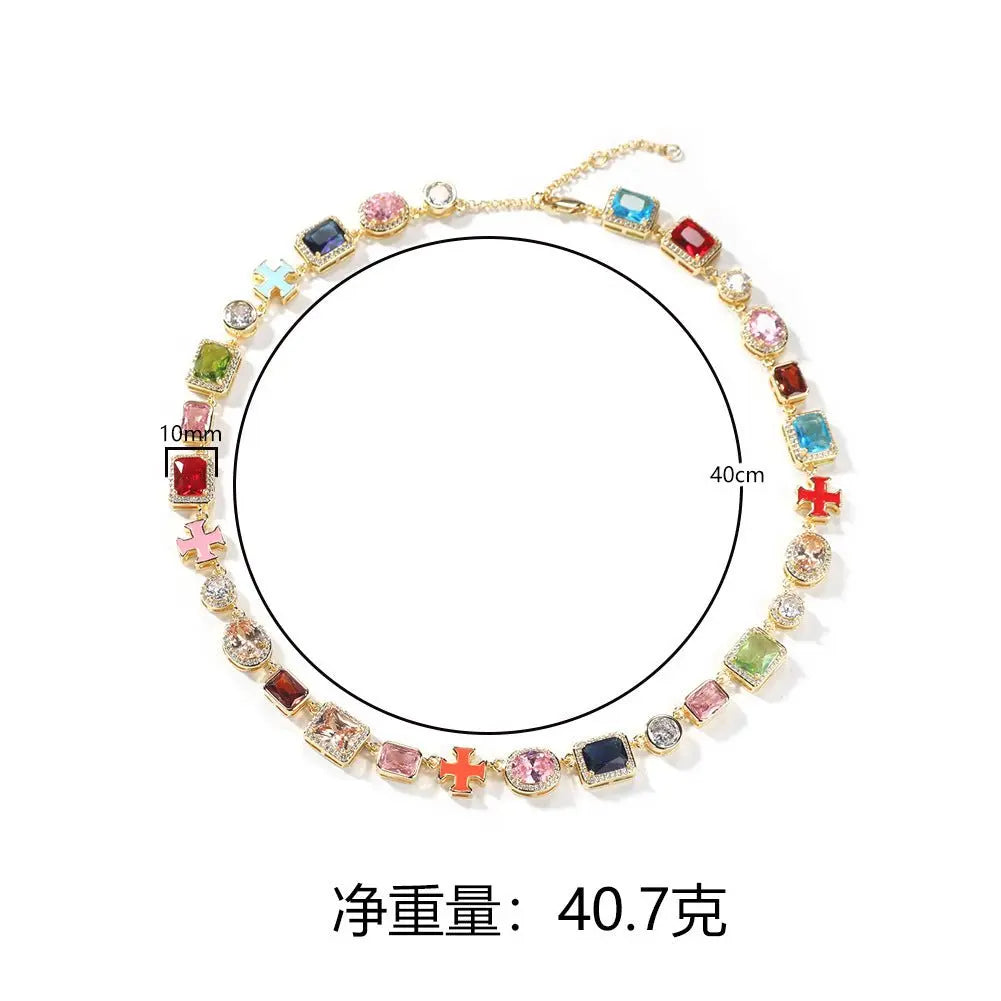 Exquisite diamond-encrusted colored gemstone bracelet and necklace - Blade & Thread
