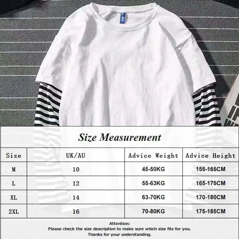 Fake Two Striped Color Matching Stitching Long Sleeve Women T-shirt Hip Hop Style Bottoming Shirt - Blade & Thread