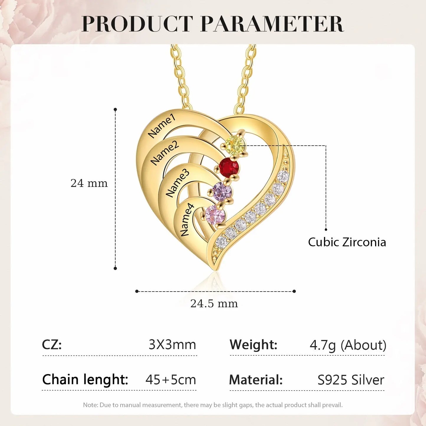 Family Name Heart Necklaces for Women Birthstone Engraving Necklace - Blade & Thread