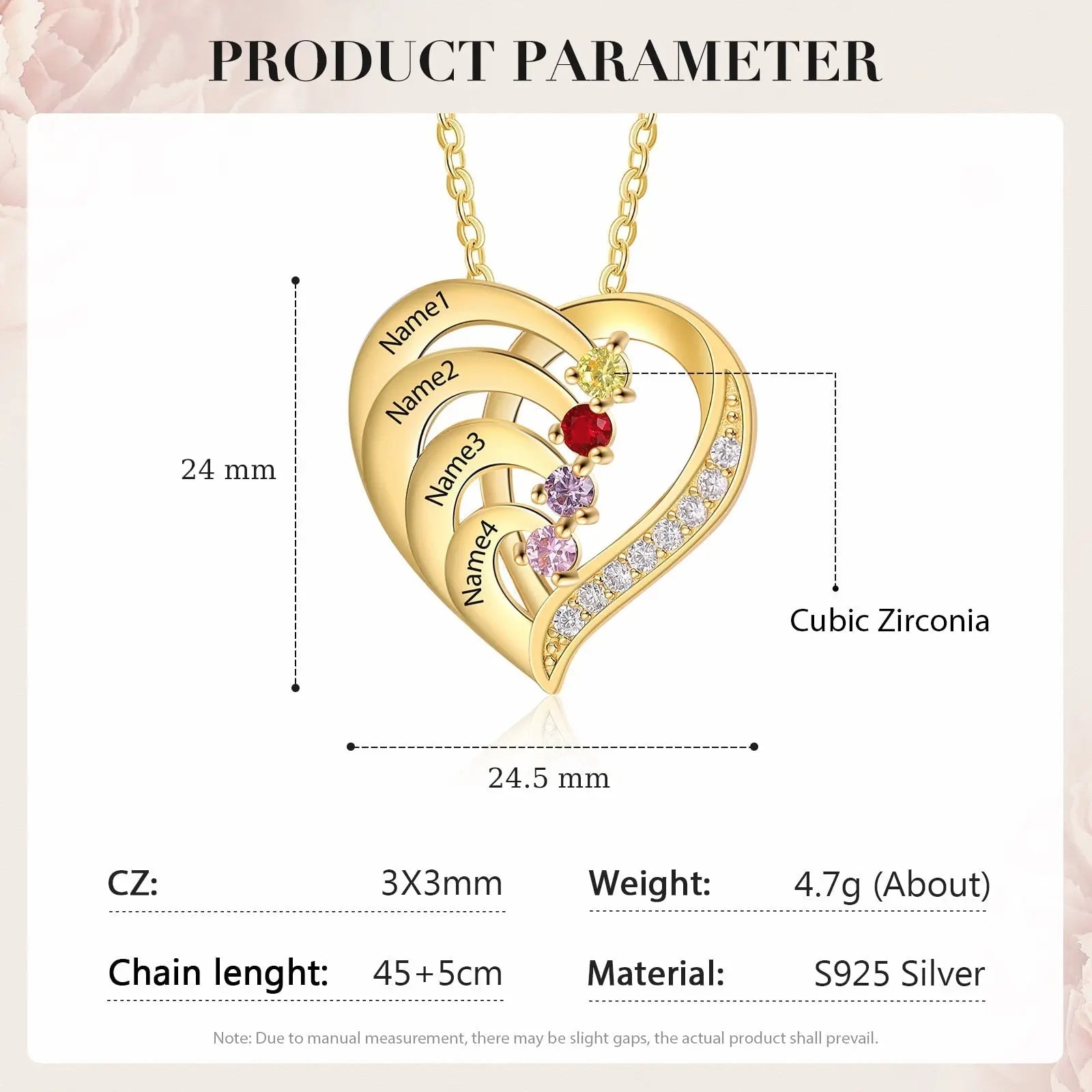 Family Name Heart Necklaces for Women Birthstone Engraving Necklace - Blade & Thread