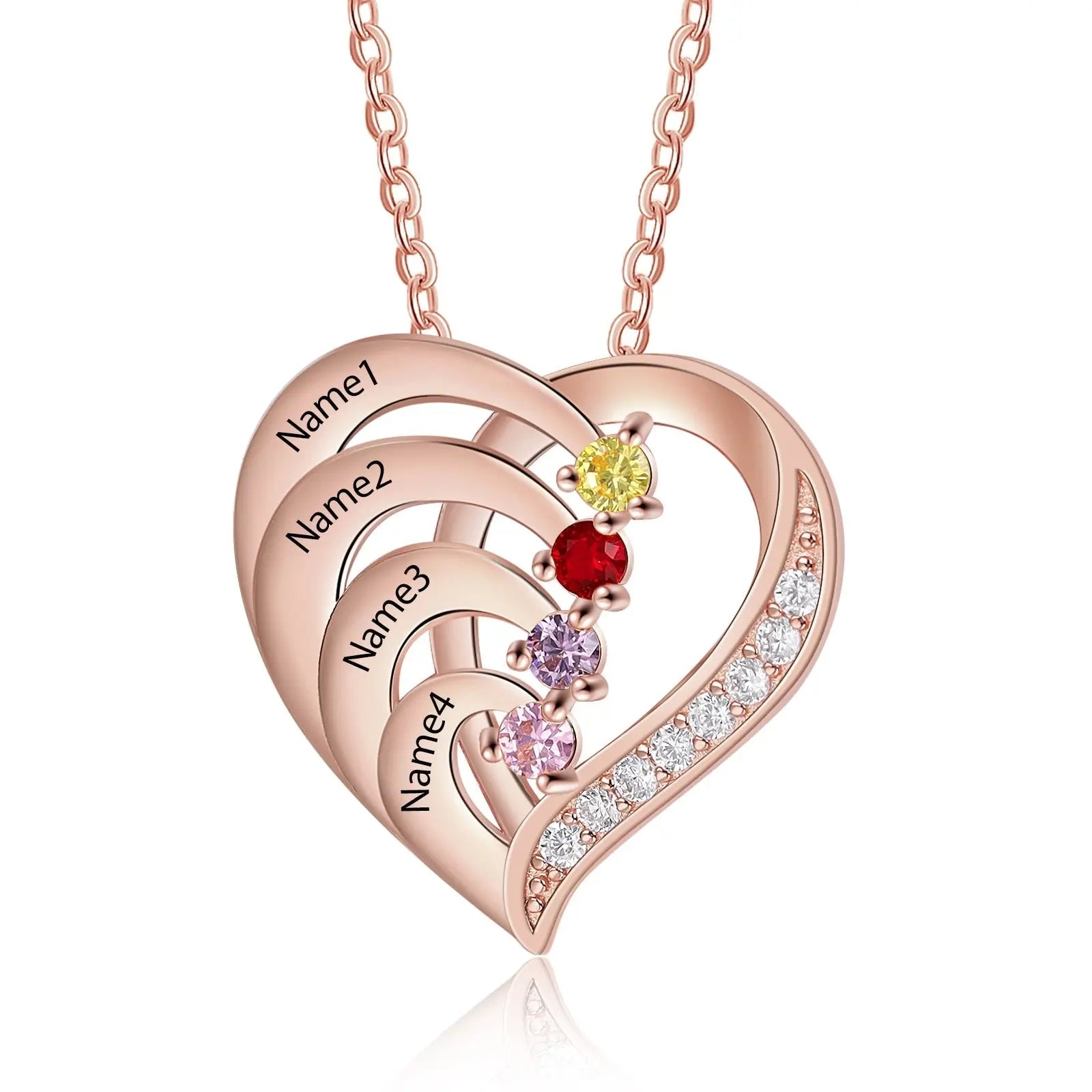 Family Name Heart Necklaces for Women Birthstone Engraving Necklace - Blade & Thread