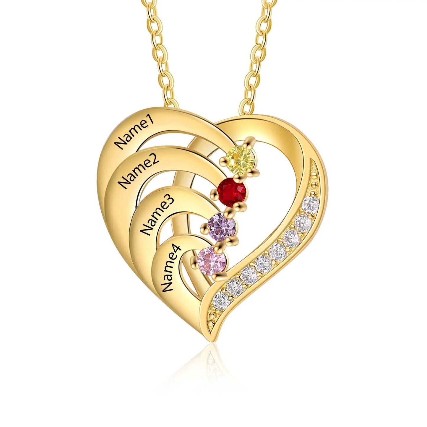 Family Name Heart Necklaces for Women Birthstone Engraving Necklace - Blade & Thread