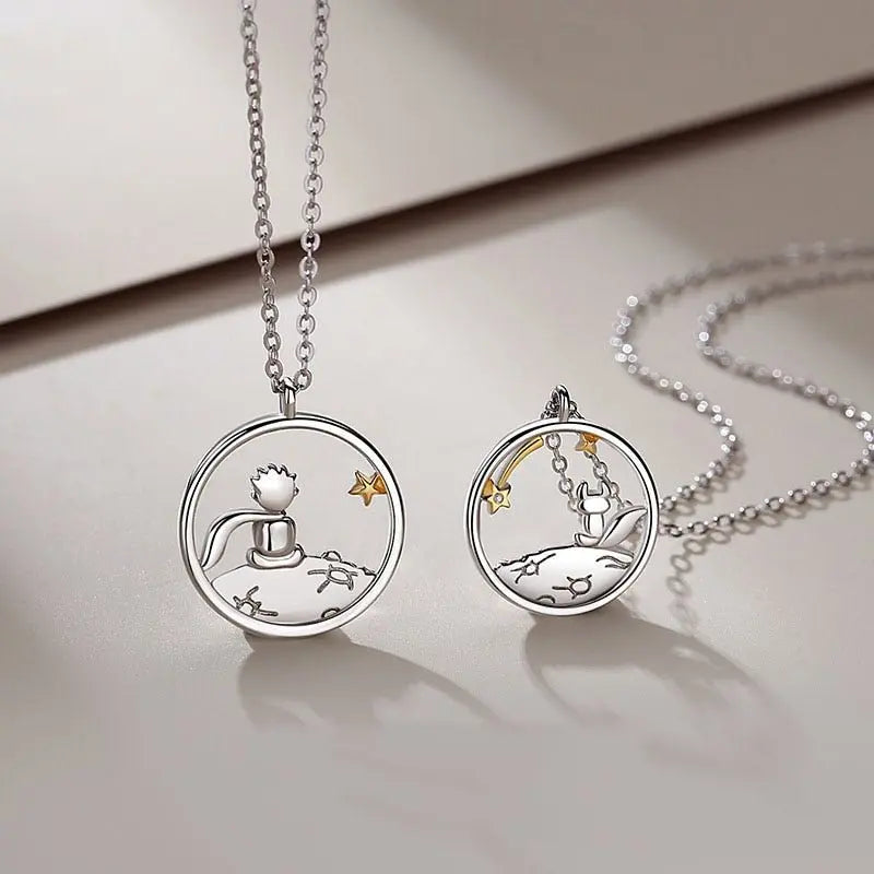 Fashion Couple S925 Silver Plated Prince Little Fox Pendant Personalized Necklace - Blade & Thread