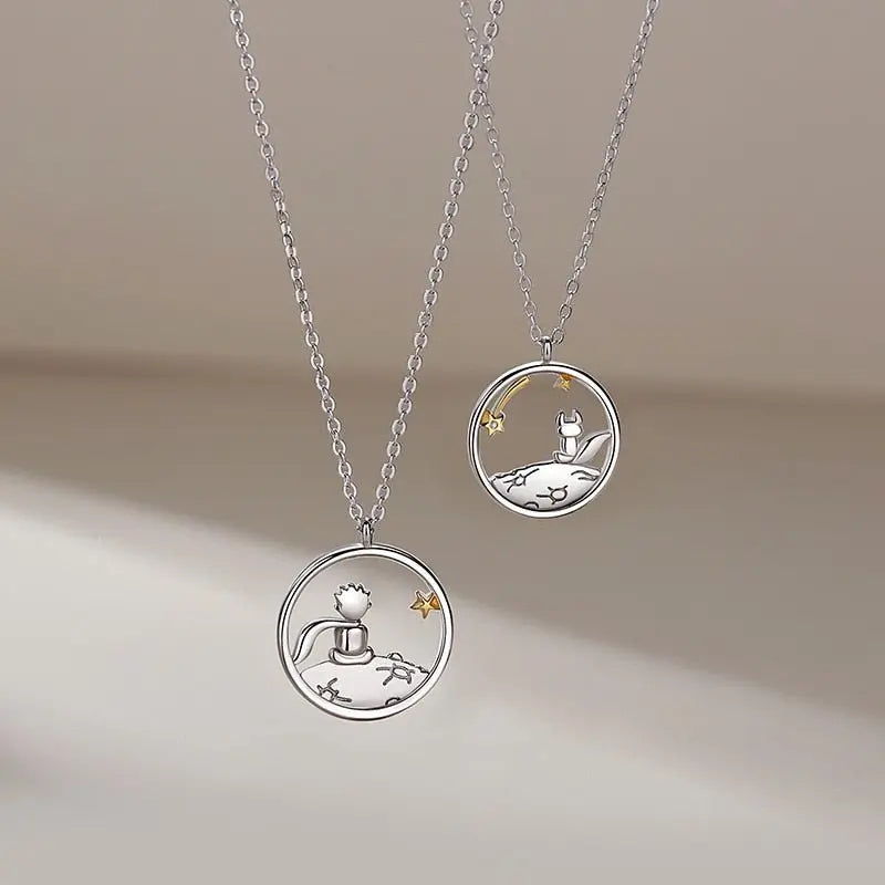 Fashion Couple S925 Silver Plated Prince Little Fox Pendant Personalized Necklace - Blade & Thread