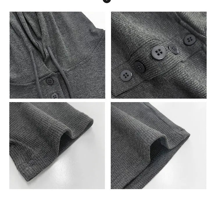 Fashion Hooded T-shirts Women Summer Tight Short Sleeve Y2k Tees Gray Crop Tops Female - Blade & Thread
