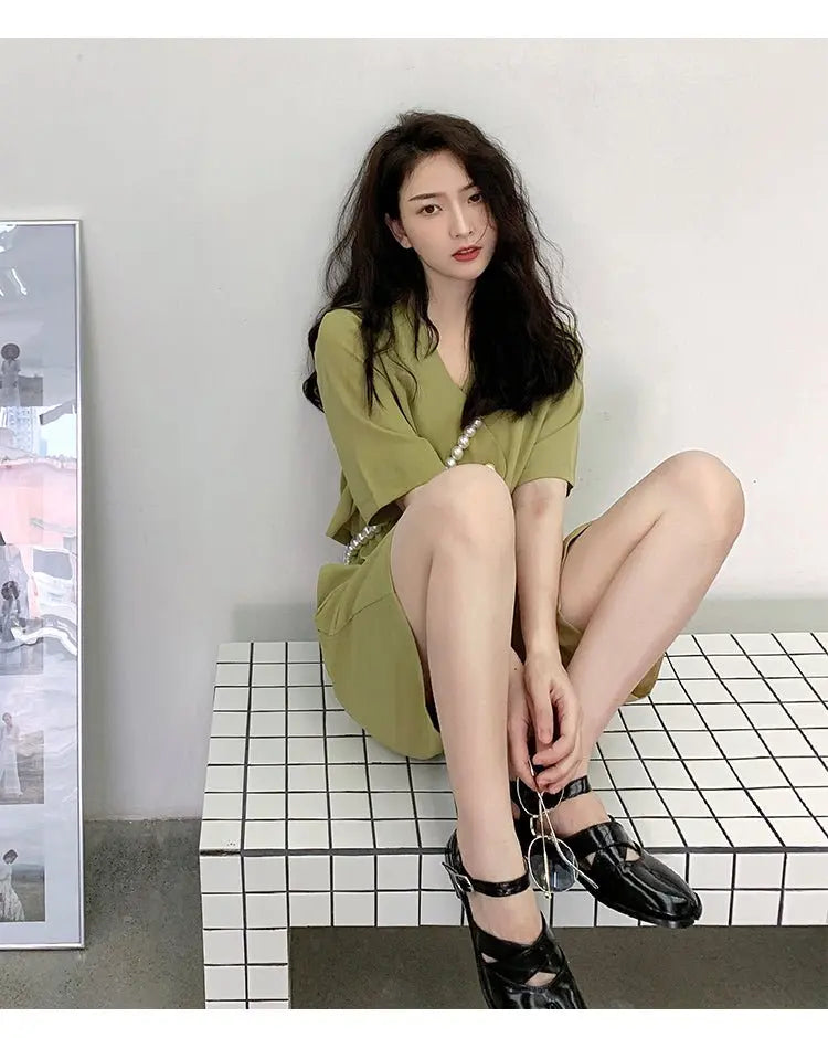 Fashion Office Short Sets Women Korean Loose Two Piece Suits Summer Thin - Blade & Thread