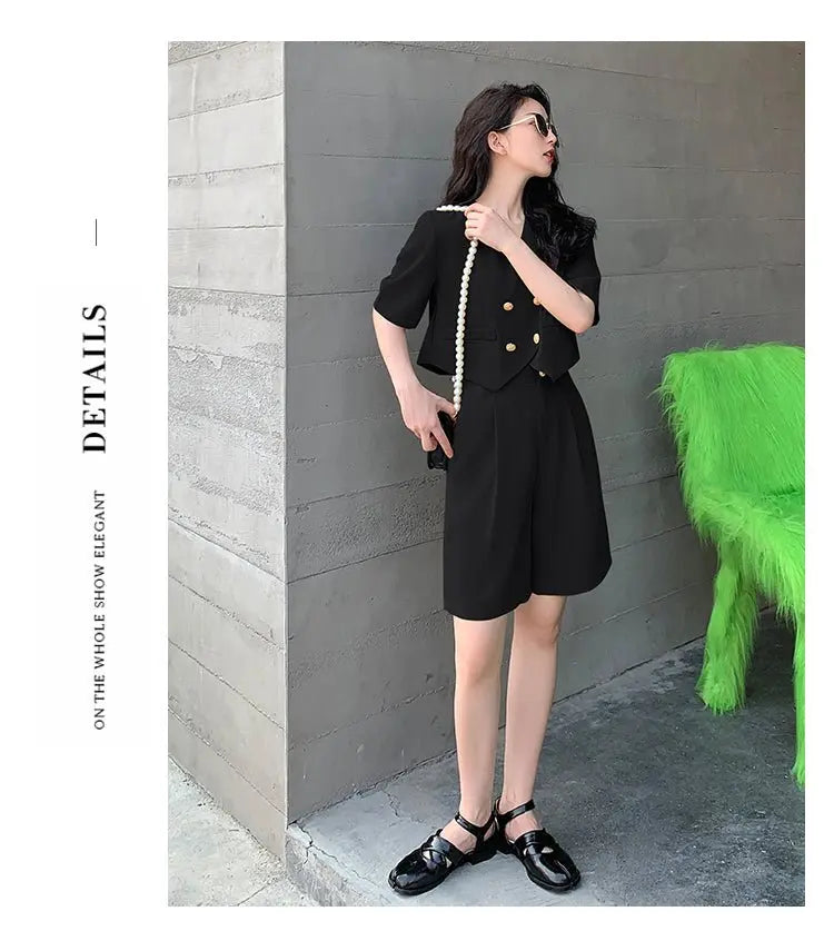 Fashion Office Short Sets Women Korean Loose Two Piece Suits Summer Thin - Blade & Thread