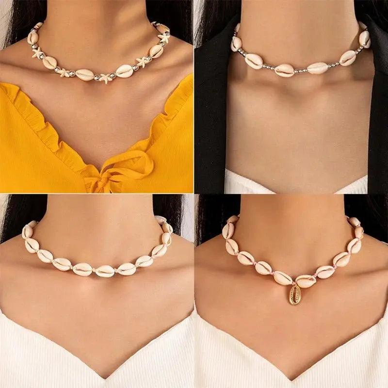 Fashion Rope Chain Natural Shell Choker Necklace - Blade & Thread